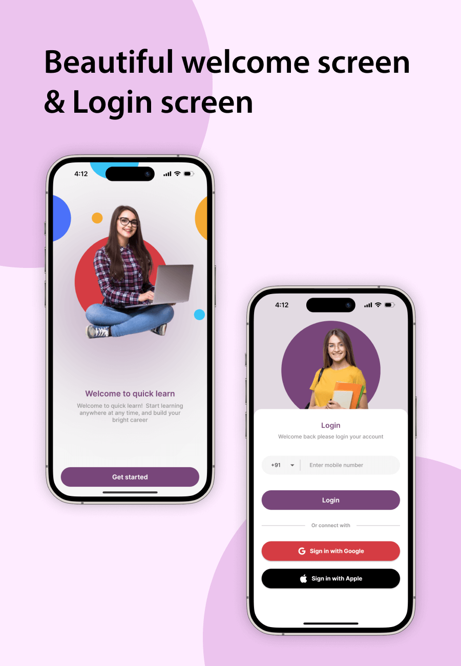 Quick Learn - Online Course Learning Flutter Mobile App | LMS App Flutter with Firebase Backend