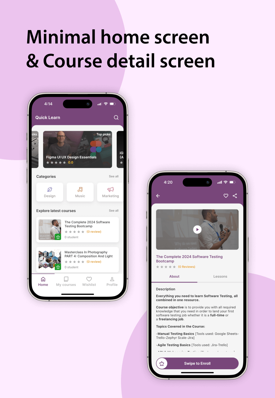 Quick Learn - Online Course Learning Flutter Mobile App | LMS App Flutter with Firebase Backend